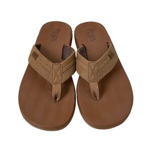 Flojos Sandals Mens Size 10 Brown Levee Thong Flip Flops Cushioned Beach Shoes